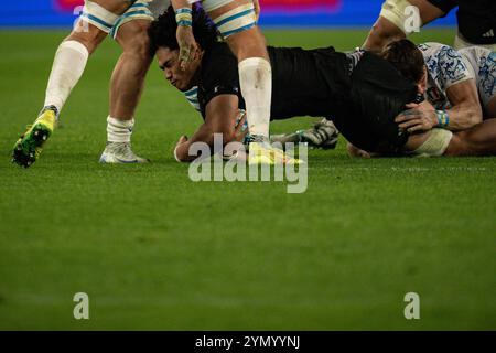 Torino, Italia. 23 novembre 2024. Wallace Sititi, il fiancheggiatore neozelandese della nuova Zelanda durante il test match di rugby a 15 dell'Autumn Nations Series tra Italia e nuova Zelanda all'Allianz Stadium di Torino - News - sabato 23 novembre 2024. (Foto di Marco Alpozzi/Lapresse) credito: LaPresse/Alamy Live News Foto Stock