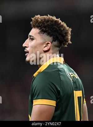 23 novembre 2024; Principality Stadium, Cardiff, Galles: Autunno Rugby International, Galles contro Sudafrica; Jordan Hendrikse del Sudafrica Foto Stock