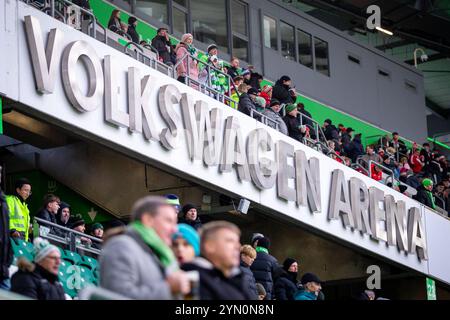 Wolfsburg, Germania. 23 novembre 2024. La Volkswagen Arena è pronta per la partita di Bundesliga tra Wolfsburg e Union Berlin a Wolfsburg. Credito: Gonzales Photo/Alamy Live News Foto Stock