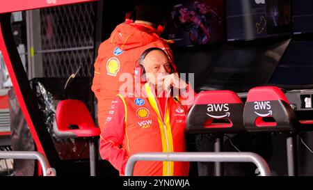 Las Vegas, Nevada, Stati Uniti. 22 novembre 2024. 22 novembre 2024: Frederic Vasseur durante il Gran Premio di F1 Heineken Silver Las Vegas a Las Vegas, Nevada. Jason Pohuski/BMR (immagine di credito: © Jason Pohuski/BMR tramite ZUMA Press Wire) SOLO PER USO EDITORIALE! Non per USO commerciale! Foto Stock