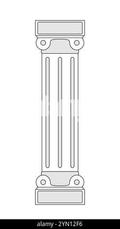 Antico contorno colonna. Antica architettura greca, storia e cultura. Monumento storico in marmo, podio e piedistallo. Illustrazione vettoriale lineare Illustrazione Vettoriale