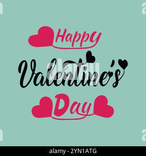 Buon San Valentino tipografia illustrazione vettoriale su sfondo vintage retrò Illustrazione Vettoriale