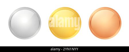 Vincitore del premio d'oro, argento, bronzo. Distintivo del vincitore vuoto per la vittoria. Illustrazione Vettoriale