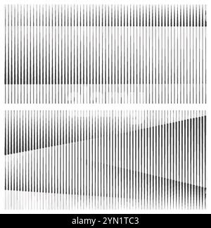 Sfondo geometrico astratto con linee verticali diritte. Intersecazione di transizioni uniformi in gradiente ondulato. Illustrazione Vettoriale