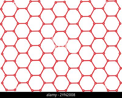 Esagoni a forma di favo in rosso, collegati da un cerchio dello stesso colore Illustrazione Vettoriale