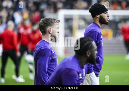 Mechelen, Belgio. 24 novembre 2024. Tom Reyners di Beerschot, nella foto di fronte a una partita di calcio tra KV Mechelen e Beerschot va, domenica 24 novembre 2024 a Mechelen, il giorno 15 della stagione 2024-2025 della prima divisione del campionato belga "Jupiler Pro League". BELGA PHOTO TOM GOYVAERTS credito: Belga News Agency/Alamy Live News Foto Stock