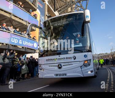 Edimburgo, Regno Unito. 24 novembre 2024; Murrayfield Stadium, Edimburgo, Scozia: Autunno Rugby International, Scozia contro Australia; l'Australia Team arriva a Murrayfield Credit: Action Plus Sports Images/Alamy Live News Foto Stock