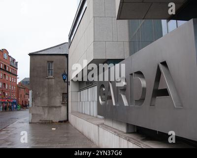 Cartello Garda Síochána, Kevin Street Garda Station, Dublino Foto Stock