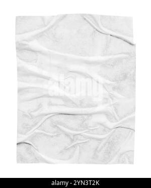 Carta bianca sgualcita e increspata per poster isolata su sfondo bianco Foto Stock