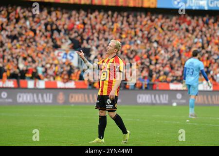 Mechelen, Belgio. 24 novembre 2024. Patrick Pflucke di Mechelen festeggia dopo aver segnato durante una partita di calcio tra KV Mechelen e Beerschot va, domenica 24 novembre 2024 a Mechelen, il giorno 15 della stagione 2024-2025 della prima divisione del campionato belga "Jupiler Pro League". BELGA FOTO JILL DELSAUX credito: Belga News Agency/Alamy Live News Foto Stock