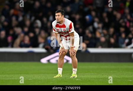 Twickenham, Regno Unito. 24 novembre 2024. Aeroporto internazionale di Autunno. Inghilterra V Giappone. Stadio Allianz. Twickenham. Takuro Matsunaga (Giappone) durante la partita di rugby England V Japan Autumn International all'Allianz Stadium di Londra, Regno Unito. Crediti: Sport in foto/Alamy Live News Foto Stock