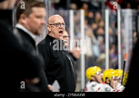 Tom Rowe (allenatore, allenatore, direttore, Loewen Frankfurt ), Nuernberg Ice Tigers vs. Loewen Frankfurt, Eishockey, Penny DEL, 19. Spieltag, 24.11.2024, foto: Eibner-Pressefoto/Thomas Hahn Foto Stock