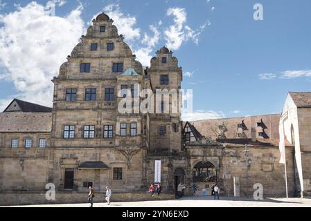 L'antica alte Hofhaltung medievale vicino alla cattedrale di Bamberga, Germania, Europa Foto Stock