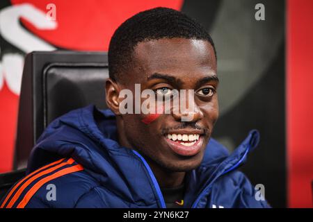 Milano, Francia, Italia. 23 novembre 2024. Timothy WEAH della Juventus durante la partita di serie A tra l'AC Milan e la Juventus FC allo Stadio San Siro il 23 novembre 2024 a Milano. (Credit Image: © Matthieu Mirville/ZUMA Press Wire) SOLO PER USO EDITORIALE! Non per USO commerciale! Foto Stock