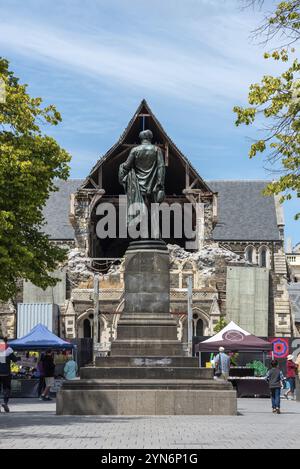 CHRISTCHURCH, NUOVA ZELANDA, 16 DICEMBRE 2022, rovine della famosa Cattedrale di Christchurch dopo il terremoto del 2011, Isola del Sud della nuova Zelanda Foto Stock