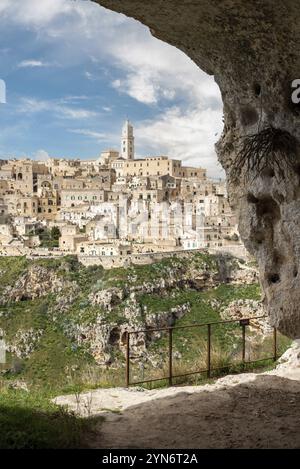 Ottima vista panoramica del centro storico di Matera, Italia, Europa Foto Stock