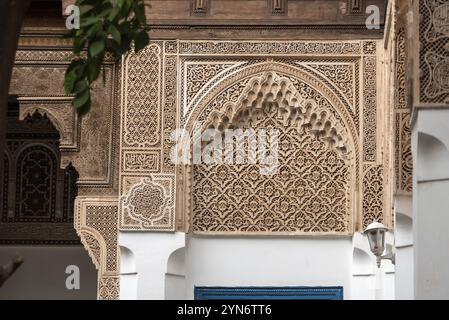 MARRAKECH, MAROCCO, 19 APRILE 2023, Vecchio Palazzo orientale di Bahia nella medina di Marrakech, Marocco, Africa Foto Stock