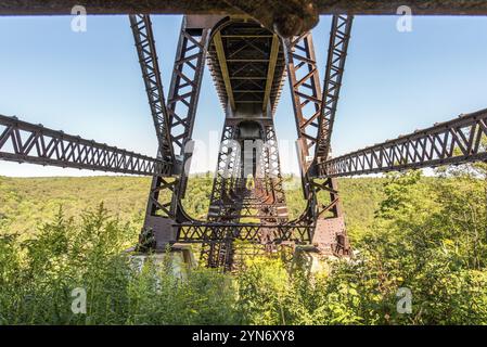 Distrutto lo storico ponte ferroviario di Kinzua dopo che un Tornado attraversò la Pennsylvania, gli Stati Uniti, il Nord America Foto Stock