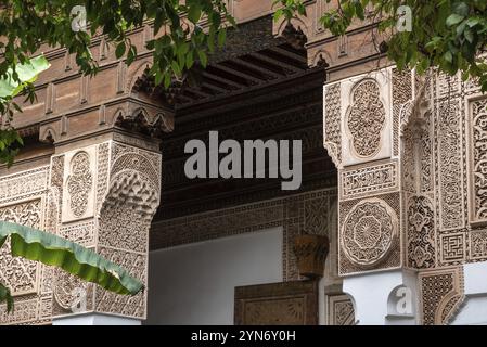 MARRAKECH, MAROCCO, 19 APRILE 2023, Vecchio Palazzo orientale di Bahia nella medina di Marrakech, Marocco, Africa Foto Stock