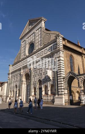 FIRENZE, ITALIA, 21 SETTEMBRE 2023, facciata della chiesa rinascimentale di Santa Maria Novella a Firenze, Italia, Europa Foto Stock