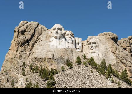 I busti dei presidenti famosi a Mount Rushmore, Stati Uniti, Nord America Foto Stock
