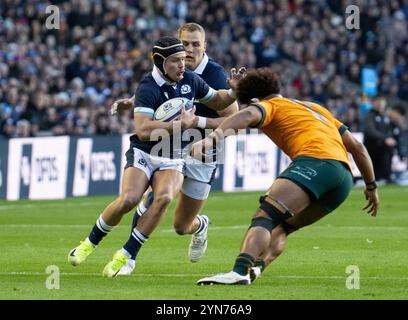 Serie autunnali: Scozia V, Australia. 24 novembre 2024. Darcy Graham, l'ala scozzese, mentre la Scozia affronta l'Australia nella quarta e ultima partita della serie autunnale 2024 allo Scottish gas Murrayfield, Edimburgo, Regno Unito Credit: Ian Jacobs/Alamy Live News Foto Stock