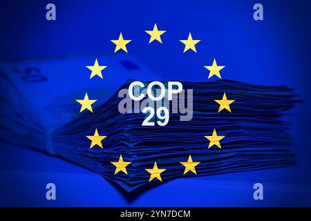 Immagine concettuale degli investimenti per la Conferenza delle Nazioni Unite sui cambiamenti climatici 2024 COP29 Foto Stock