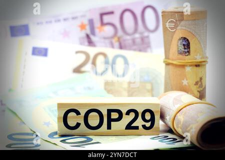 Immagine concettuale per l'introduzione della Conferenza delle Nazioni Unite sui cambiamenti climatici 2024 COP29 Foto Stock