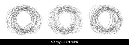 Tre ripetizioni di linea circolari sovrapposte Illustrazione Vettoriale