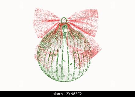 Risograph Holiday e illustrazione vettoriale a tema invernale Illustrazione Vettoriale