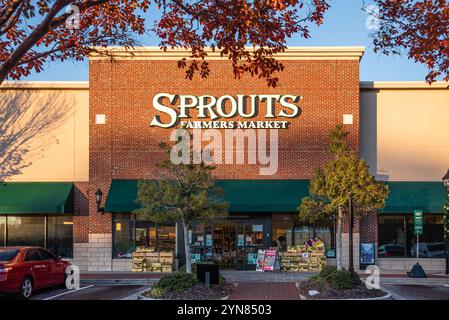 Mercato agricolo dei germogli al tramonto a Lawrenceville, Georgia. (USA) Foto Stock