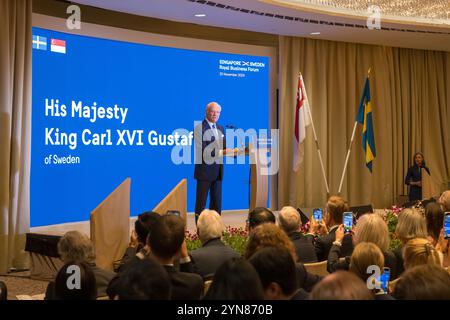 20 novembre 2024, Singapore: Re di Svezia, sua Maestà re Carlo XVI Gustavo che tiene un discorso durante la prima visita ufficiale di Stato svedese Foto Stock