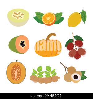 Extravaganza di frutta tropicale. Illustrazione vettoriale Illustrazione Vettoriale