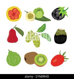 Una varieta' colorata di frutta e verdura Illustrazione Vettoriale