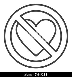 Il cuore spezzato blocca l'icona lineare o il simbolo del concetto di dolore emotivo vettoriale Illustrazione Vettoriale
