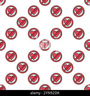 Love Forbidden - concetto vettoriale di blocco cuore spezzato motivo colorato senza cuciture Illustrazione Vettoriale
