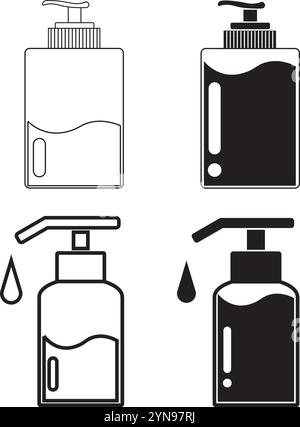 set di icone dispenser sapone isolato su sfondo bianco Illustrazione Vettoriale