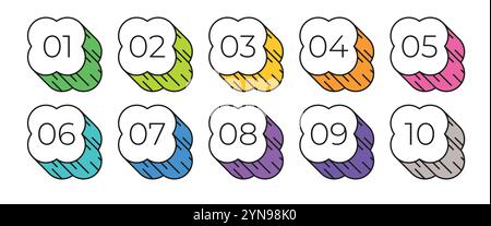 Punti elenco numerati da 1 a 10 Illustrazione Vettoriale