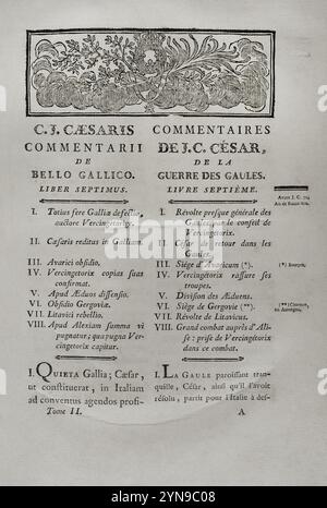 "Commentaires de Cesar, avec des notes historiques, critiques et militaires", del conte Turpin de Crissé. Volume II pubblicato a Montargis e venduto a Parigi, 1785. Foto Stock