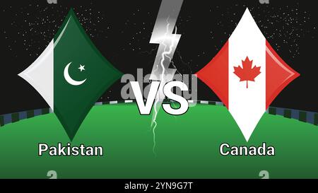 Partite tra stadio e Sky Stars Thunder Flash con Pakistan e Canada Illustrazione Vettoriale