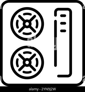 Icona della linea del sistema di ventilazione HVAC industriale Concept. Aria condizionata, cartello stile lineare. Sistemi di ventilazione e raffreddamento per il controllo della climatizzazione interna. Ventole Illustrazione Vettoriale