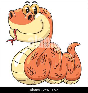 Illustrazione giocosa del serpente di cartoni animati Illustrazione Vettoriale