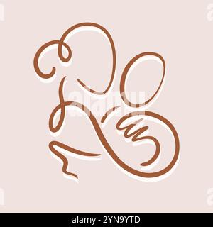 Allattamento al seno per disegni artistici su una linea Illustrazione Vettoriale