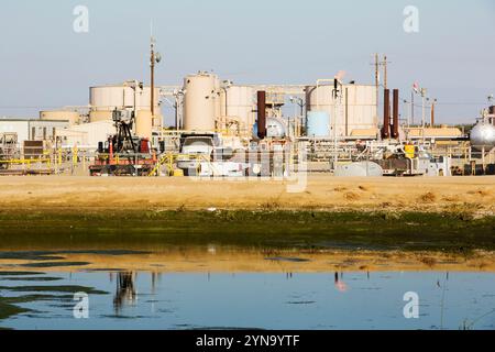 Sito di fracking in fracking, Wasco, California, Stati Uniti Foto Stock