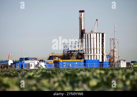 Sito di perforazione di prova per gas di scisto, Southport, Lancashire, Inghilterra, Regno Unito Foto Stock