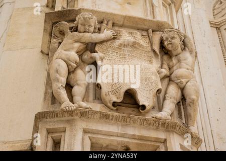 Croazia, Dalmazia, contea di Sibenik-Knin, costa dalmata, Sibenik, cattedrale di St. James, patrimonio dell'umanità dell'UNESCO Foto Stock