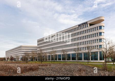 Sede centrale del fornitore di servizi IT Materna Information & Communications se presso il Phoenix Technology Park a Dortmund-Hoerde, Dortmund, North Rhine-WE Foto Stock