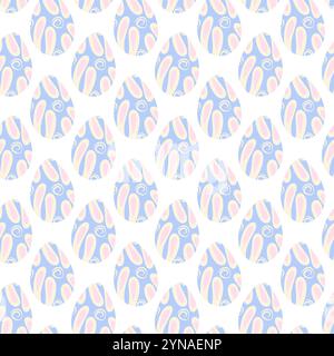 Orecchie conigliette con motivo a forma di uovo di Pasqua e ornamento a mano libera motivo senza cuciture. Una texture perfetta per Pasqua. Sfondo per illustrazioni vettoriali isolate, involucro, sfondo, schede, striscioni, opuscoli o promozioni web Illustrazione Vettoriale