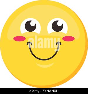 Emoji sorridente espressione facciale. Grande icona emoticon sorriso. Sorriso vettoriale colorato. Un bell'adesivo, un personaggio di Happy Mood sui social media, emozioni e romanticismo Illustrazione Vettoriale