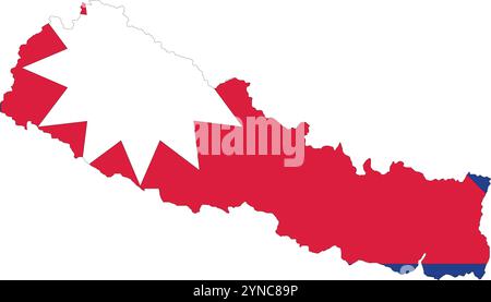 Nepal Flag in Nepal Map, Nepal Map with Flag, Nepal Map with Flag, Nepal with Flag, Nation Flag Illustrazione Vettoriale